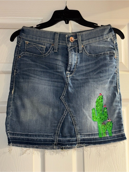 Ariat Dresses & Skirts - Ariat Blue Denim Mini Skirt with Green Cactus Motif